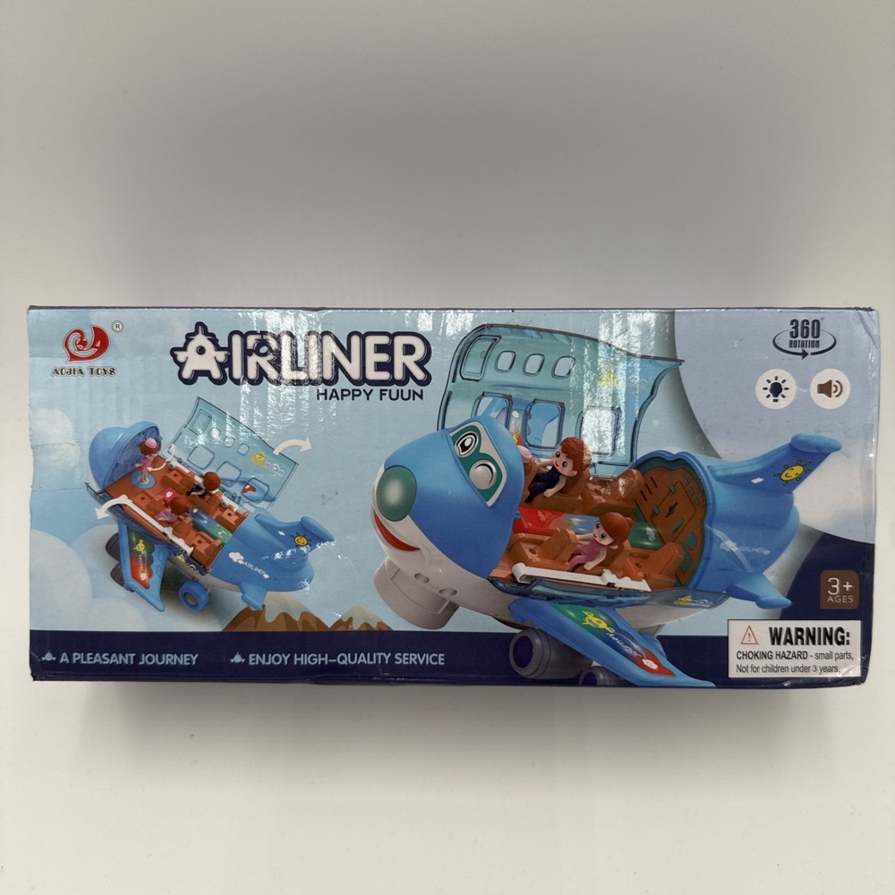 Aoha Toys Airliner Happy Fuun Toy Airplane Musical 360 Rotating Lights Sound New